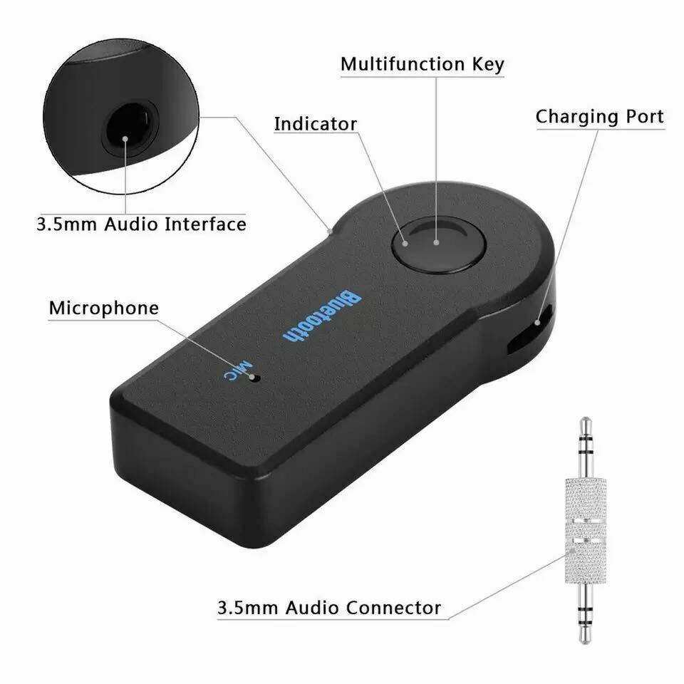 Wireless Bluetooth Receiver 3.5mm AUX Audio Stereo Music Home Car Adapter TO
