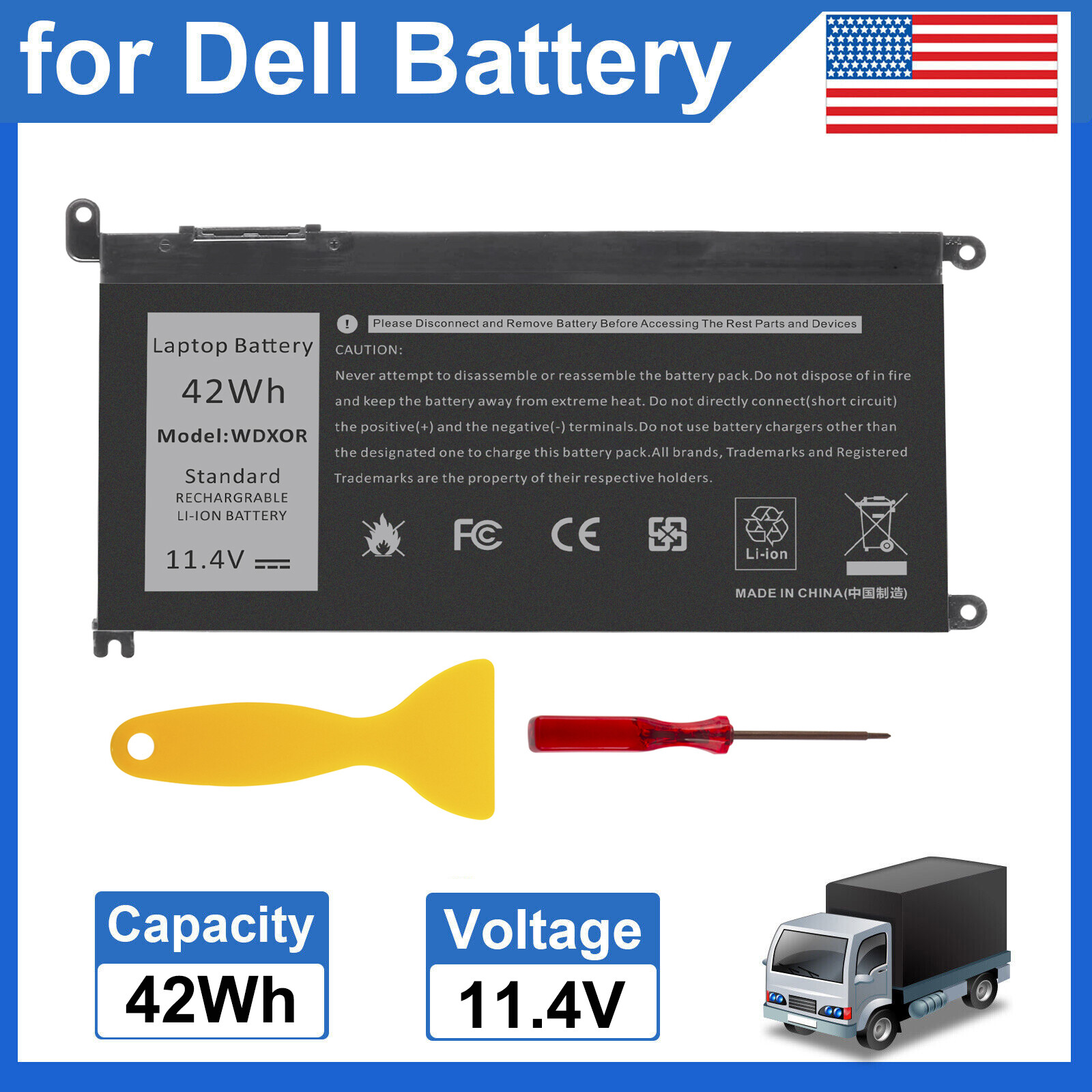 Battery For Dell Inspiron 15 5567 5568 13 5368 7368 7569 7579 Series WDX0R WDXOR