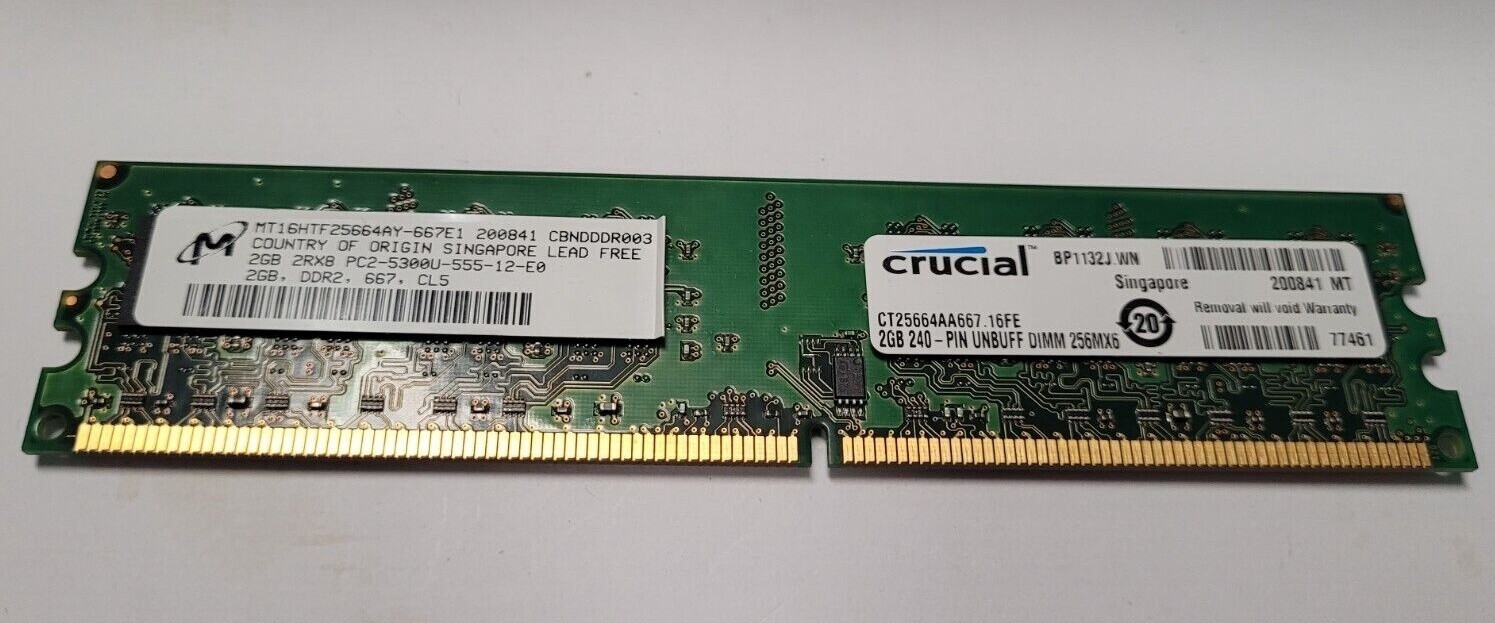 Crucial PC2-5300 – 8GB Kit = (4 x 2GB) DIMM DDR & DDR2 RAM – MIXED LOT – 240 Pin