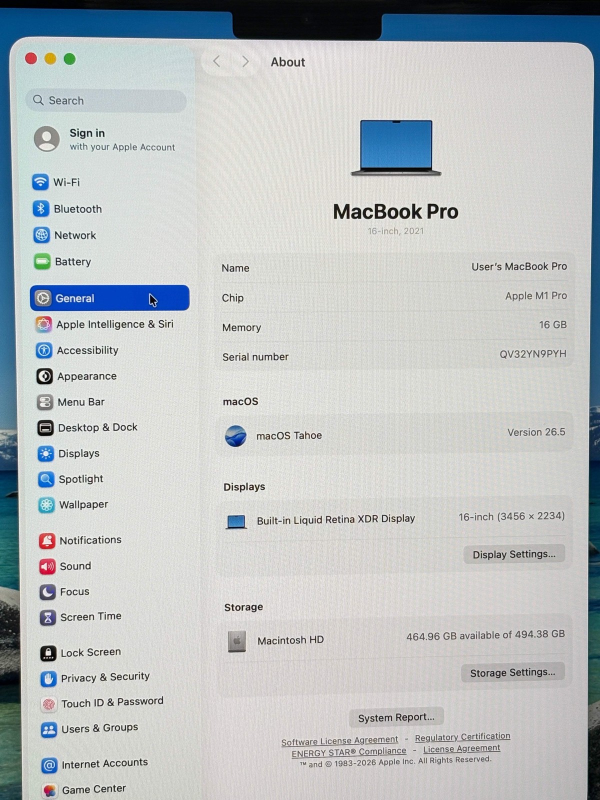 Apple MacBook Pro M1 Pro A2485 2021 16-inch 16GB 512GB Space Gray