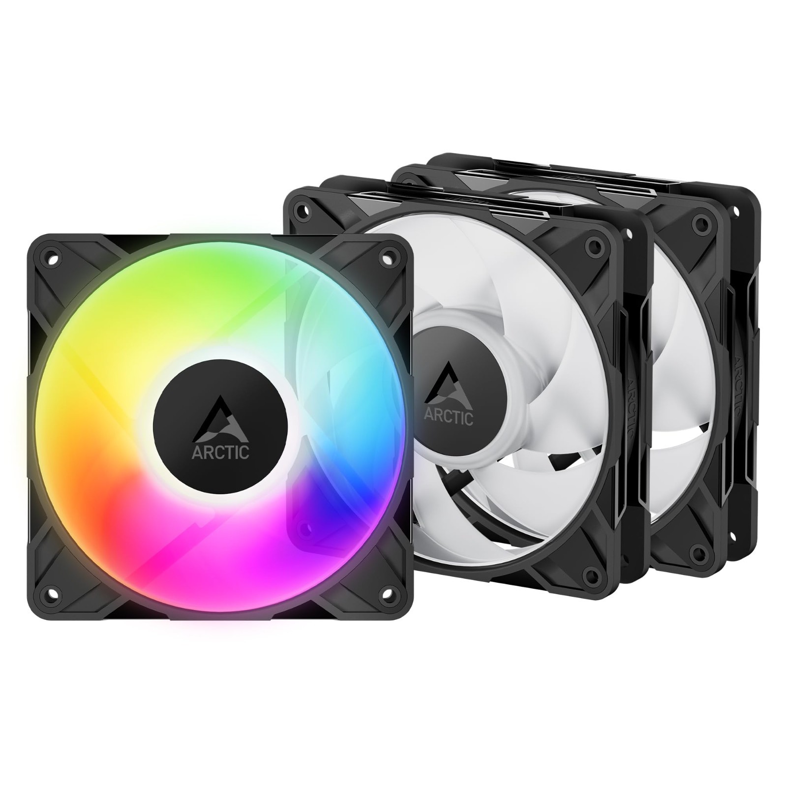 3 Pack 120mm Low-Noise RGB PWM Fans, 450-2000 RPM, Fluid Dynamic Bearing, Y-Cabl