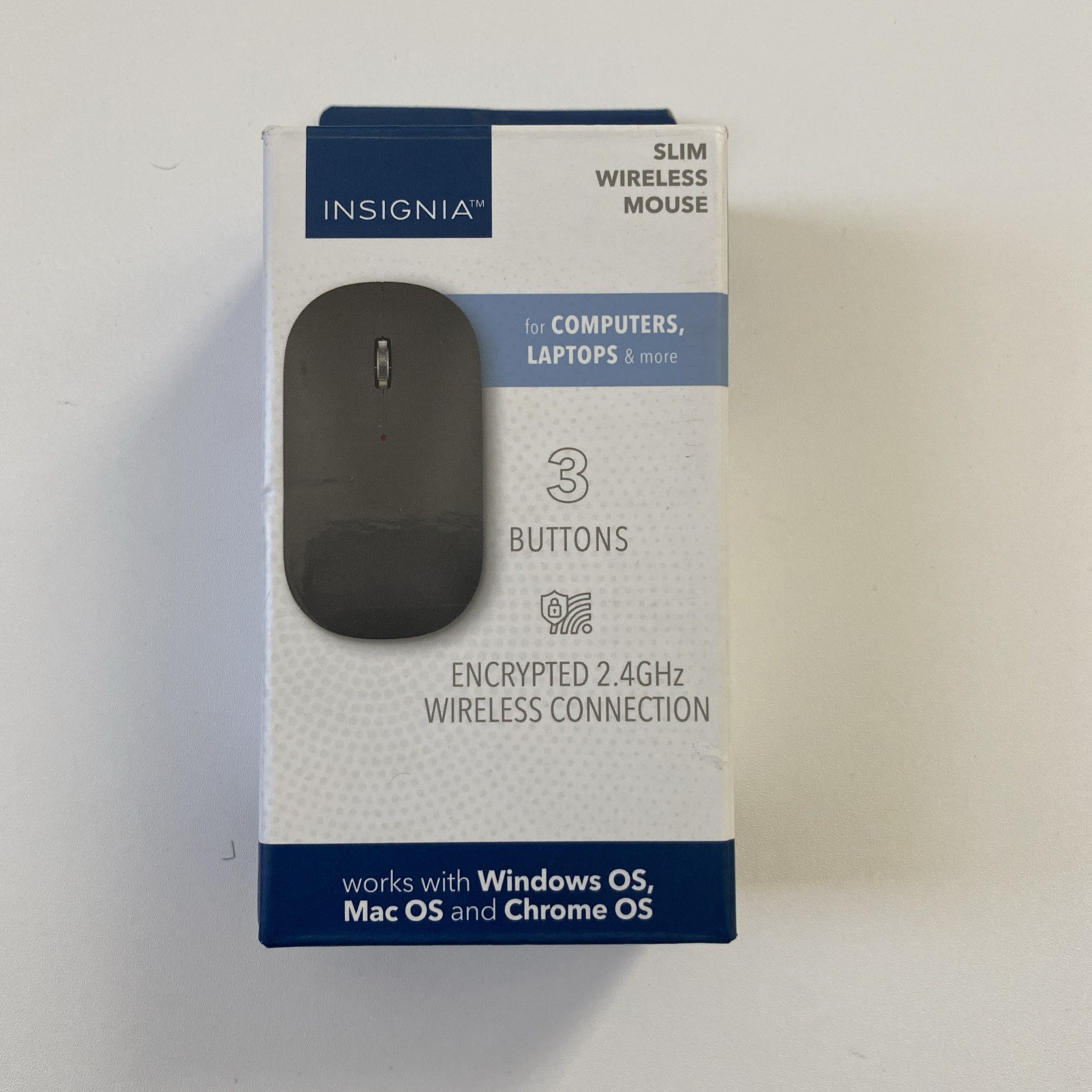 Insignia – Wireless Optical 3-Button Travel Mouse – Slim – Black