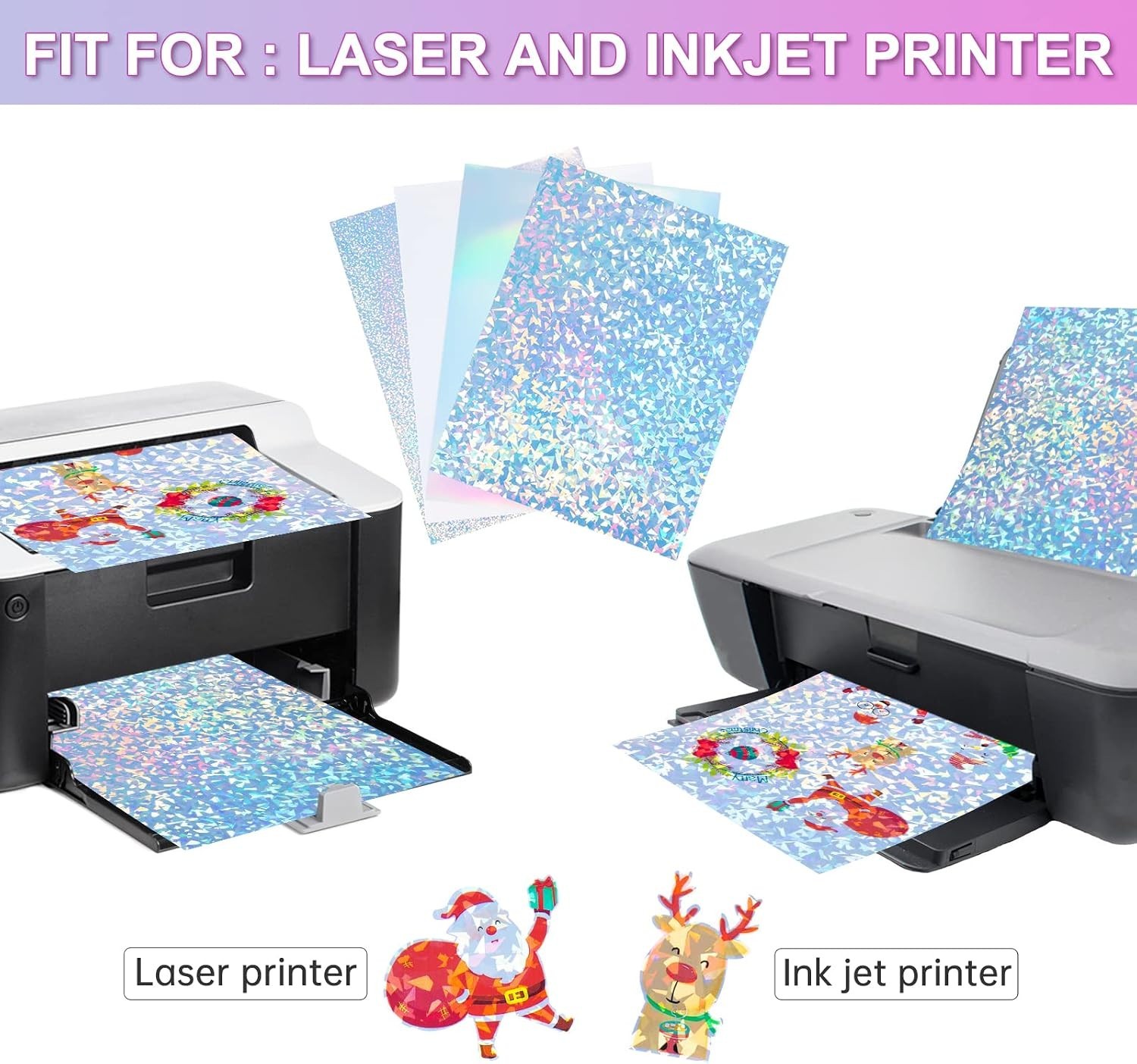 20 Sheets Holographic Sticker Paper for Inkjet & Laser Printer 8.5×11 inch | …