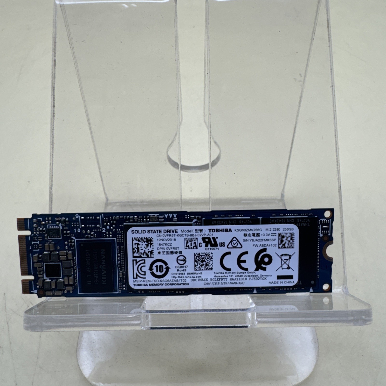 Toshiba KSG60ZMV256G 256GB M.2 SATA 2280 SSD Solid State Drive
