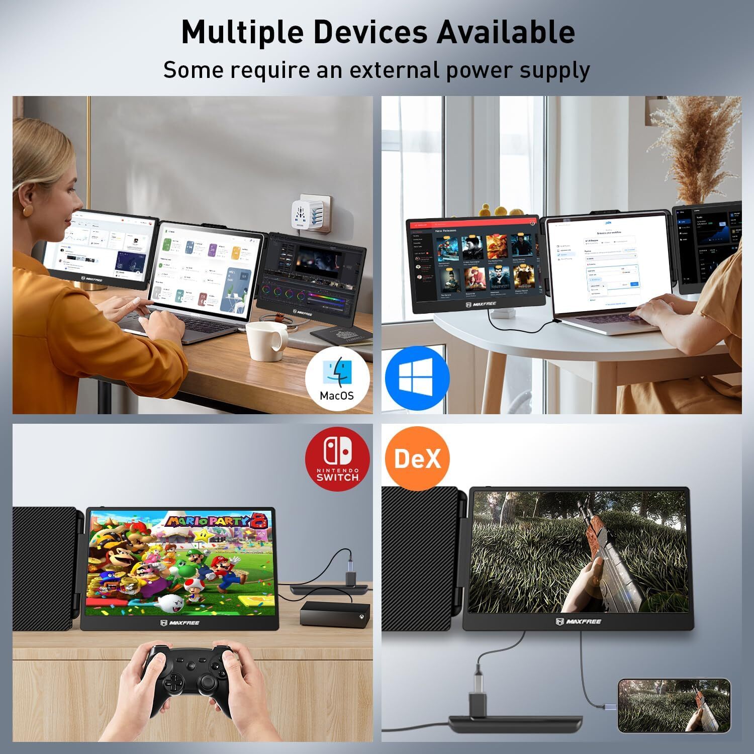 Secondhand Laptop Triple Screen Extender 14″ 1080P for Windows/Mac/Android