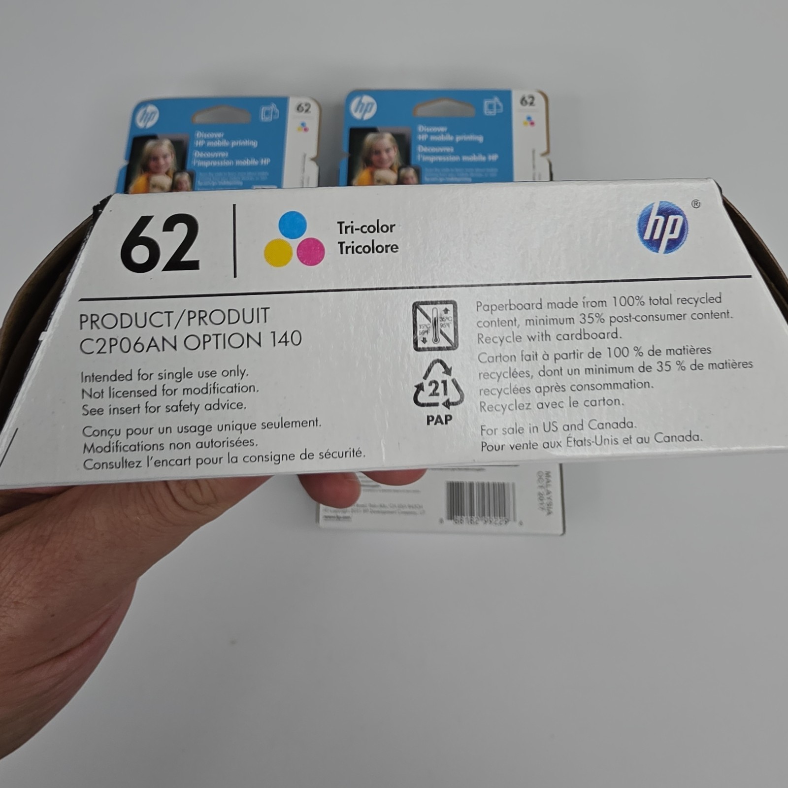 GENUINE HP 62 Black (5) & Tri-Color (4) Ink Cartridges Total Of (9) 2018 NEW