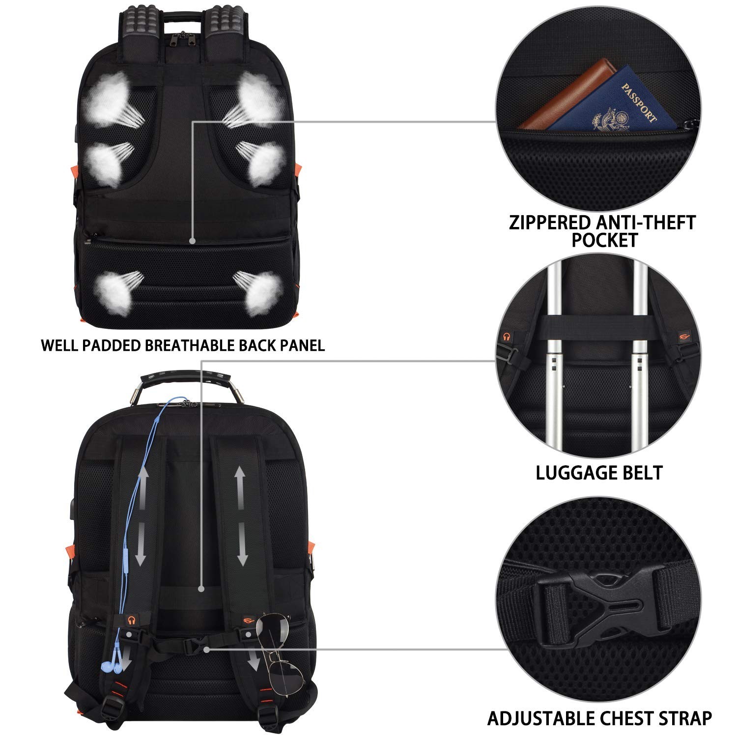 Travel Laptop Backpack,Extra Large 18.4 inch Gaming Laptop Backpacks,Big Capa…