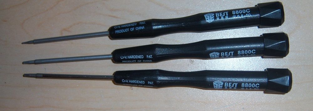 Pentalobe Screwdriver Set of 3, 0.8mm, 1.2mm & 1.5mm I-phones, I-books, etc