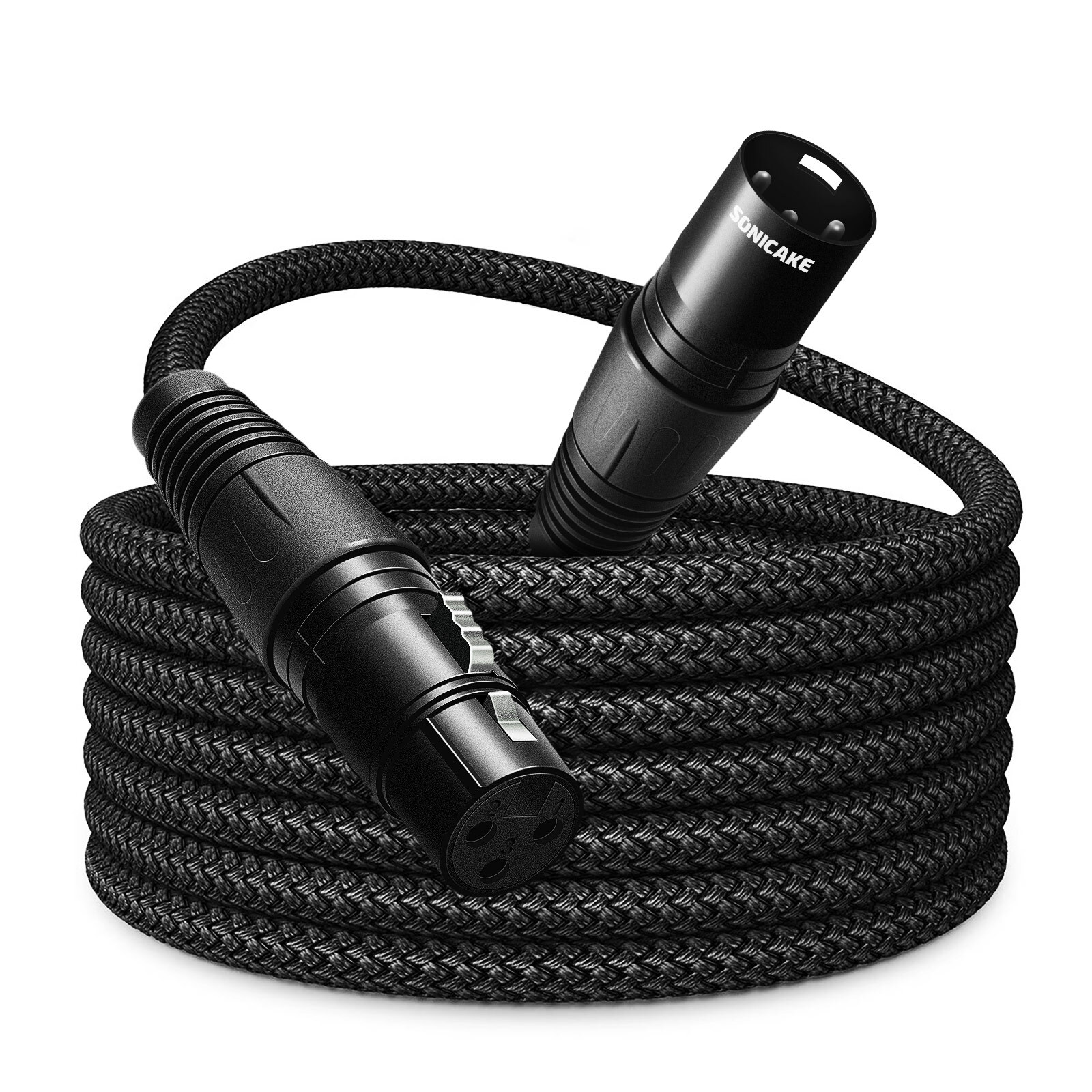 SONICAKE XLR Microphone Cable Male to Female 3 Pin Nylon Braided 10 Feet/6 Feet