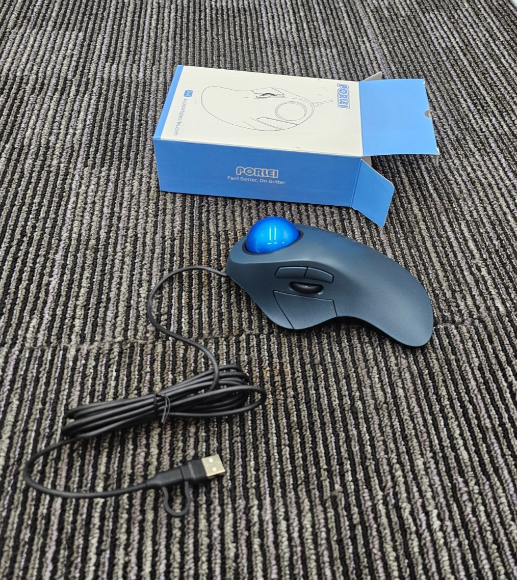 PORLEI TM552 USB Wired Trackball Thumb Drive Mouse 200-400-800-1200-1600 DPI