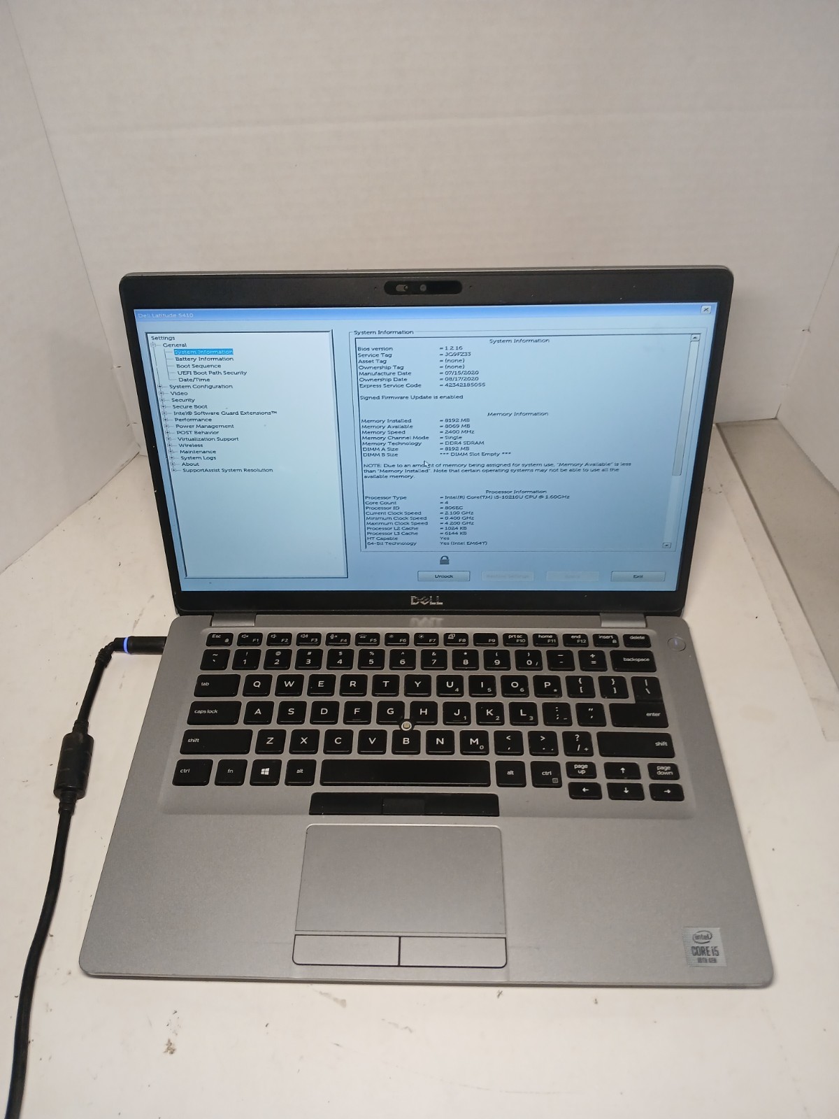 Dell Latitude 5410 14″ Laptop i5-10210U 8GB No SSD/OS! BIOS PW!! #97