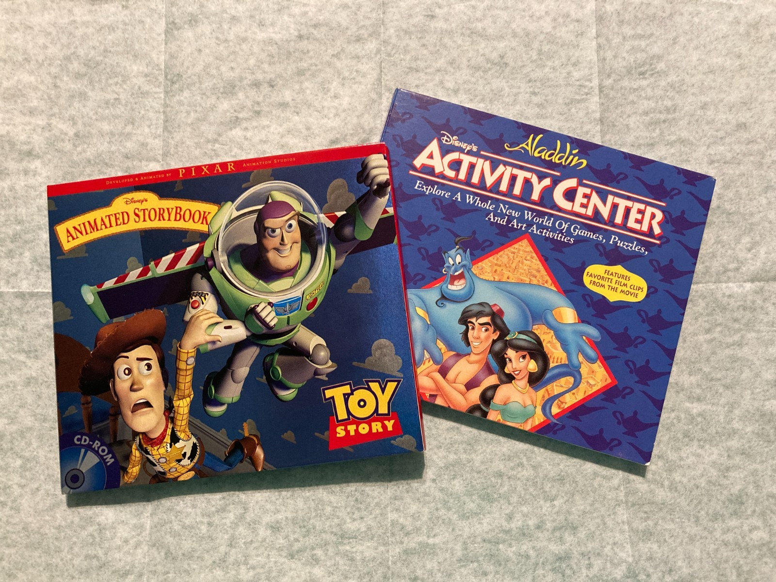 Lot Of 2 Disney Animated Storybook Toy Story – Aladdin CD-ROMs Windows Or Mac