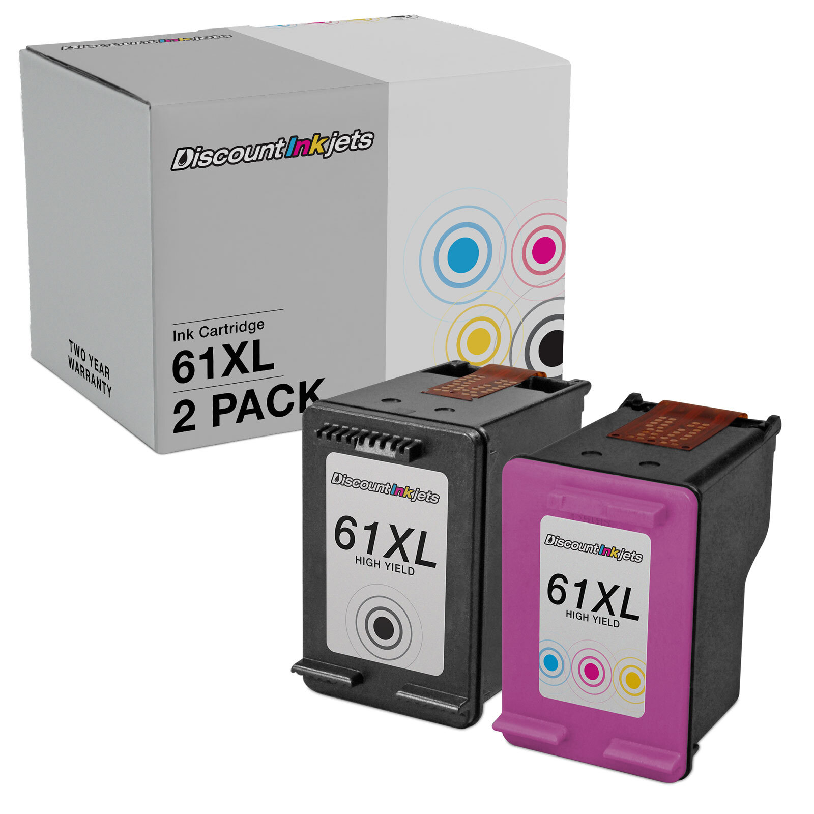 2PK 61XL BLACK COLOR Ink for HP CH563WN CH564WN HY OfficeJet 2620 4630 4632 4632