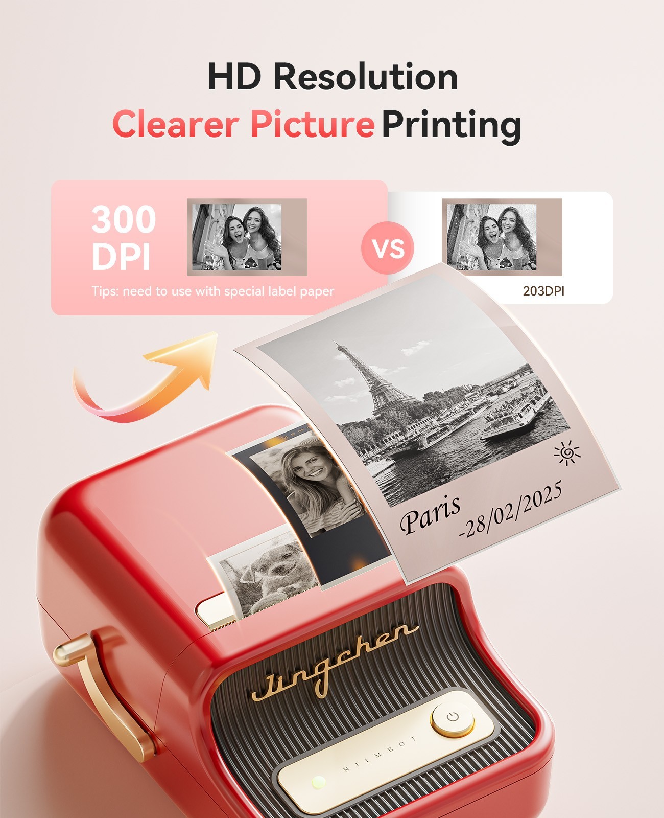 NIIMBOT B21 Pro Label Maker, 300 DPI HD Photo Bluetooth Printer, Thermal Tape