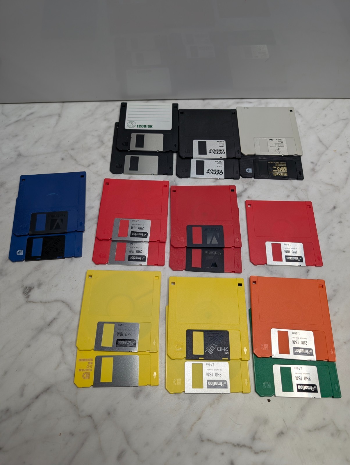Vintage 3.5 Floppy Disks Mixed Colors Imation Verbatim Maxell 1.44MB Formatted