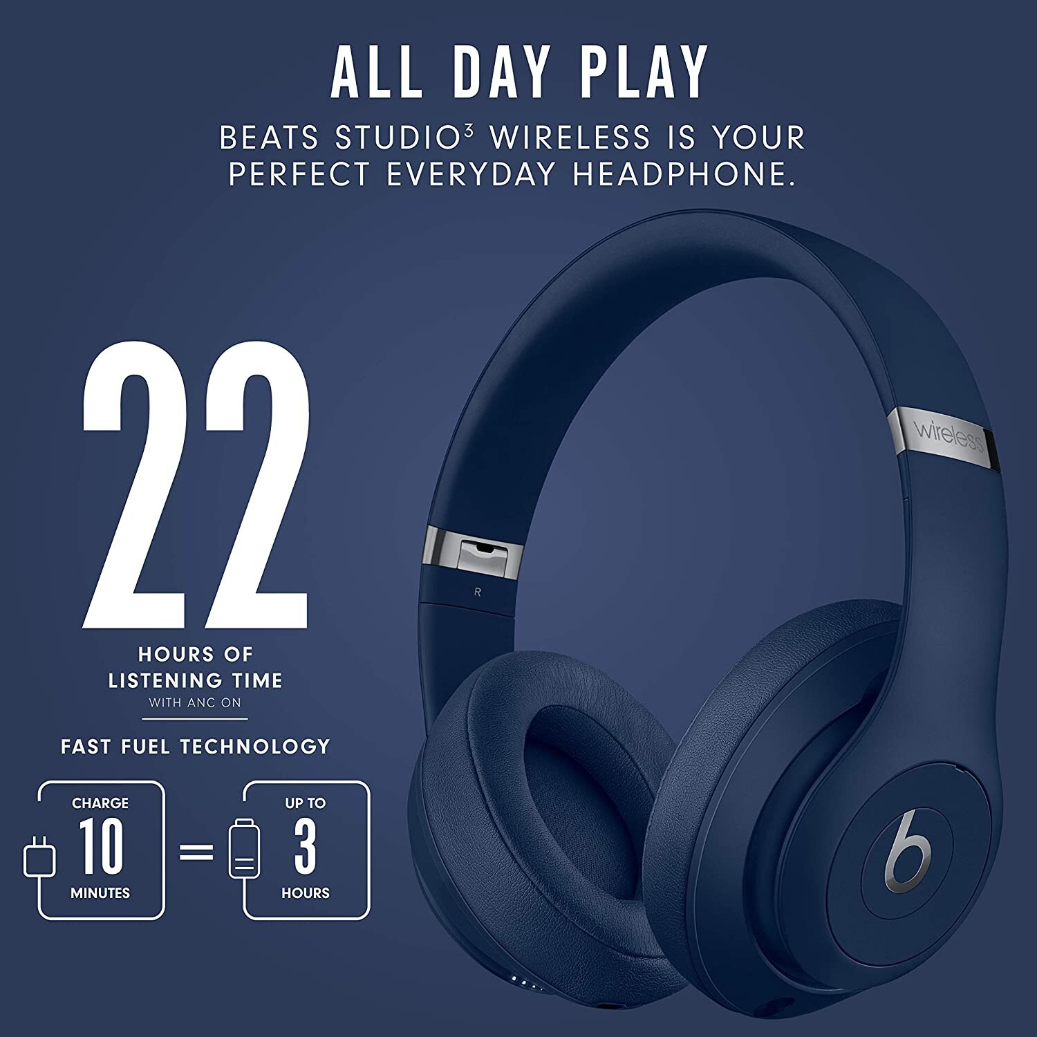 Beats Studio 3 Studio3 Wireless Apple W1 Headphone Chip Class 1 MX402LL/A – Blue
