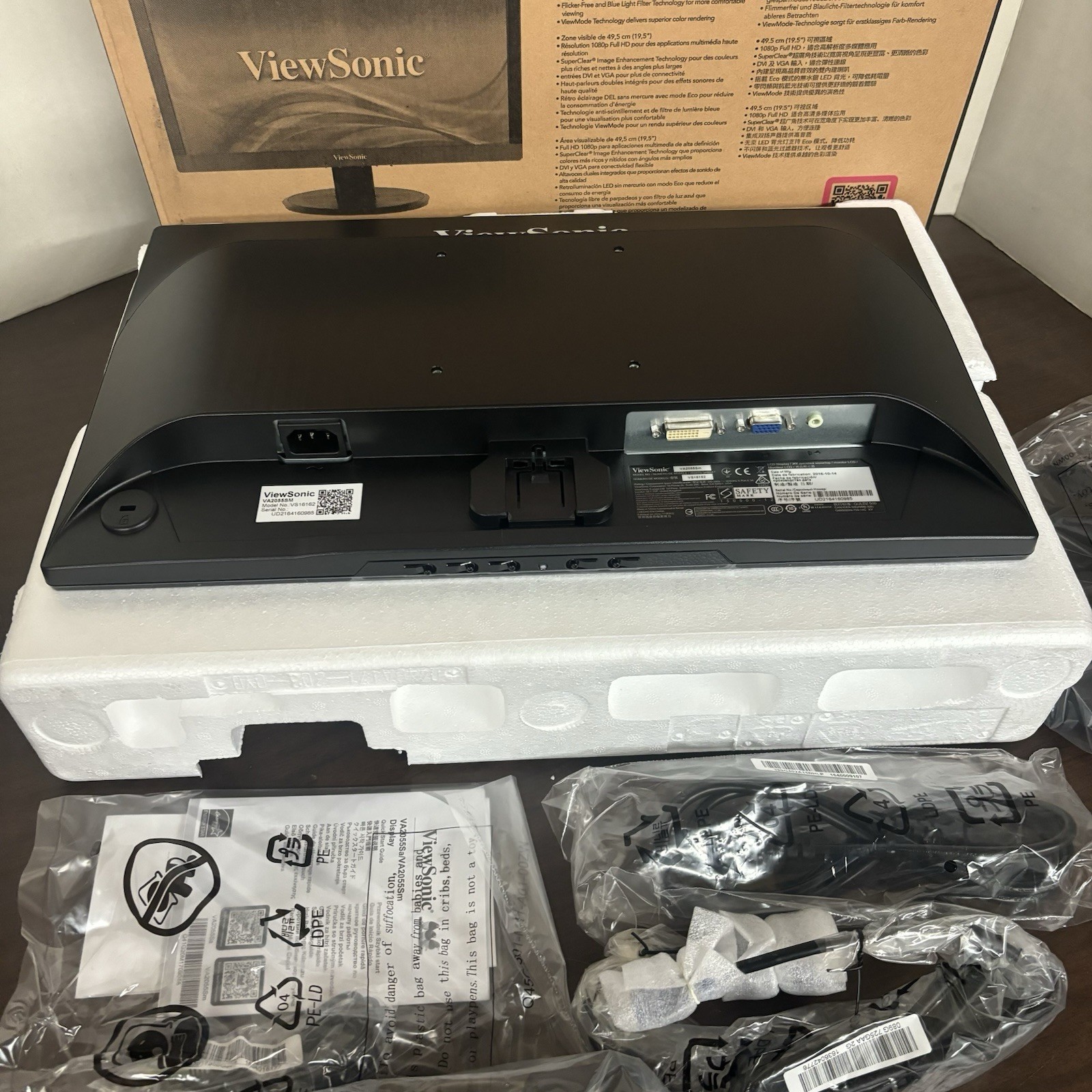 NEW ViewSonic VA2055SM 20 Inch 1080p HD LED Backlit Display Monitor