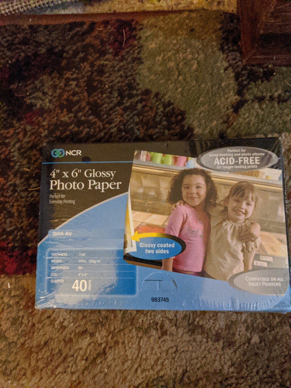 NCR Photo Paper Plus Glossy 4×6 40 Sheets 7mil 50lbs Quick Dry Inkjet Acid Free
