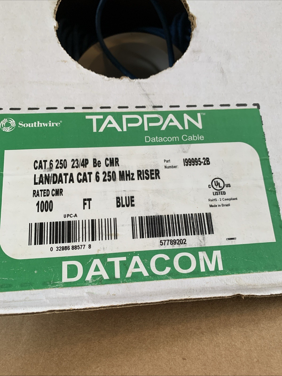 Lab/data Cat6 250 MHz Riser Blue