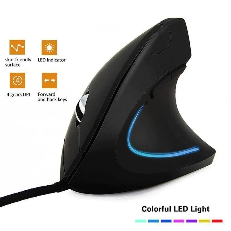 Ergonomic Optical Vertical Mouse Mice USB Wired LED Mice 3200 DPI For Laptop PC
