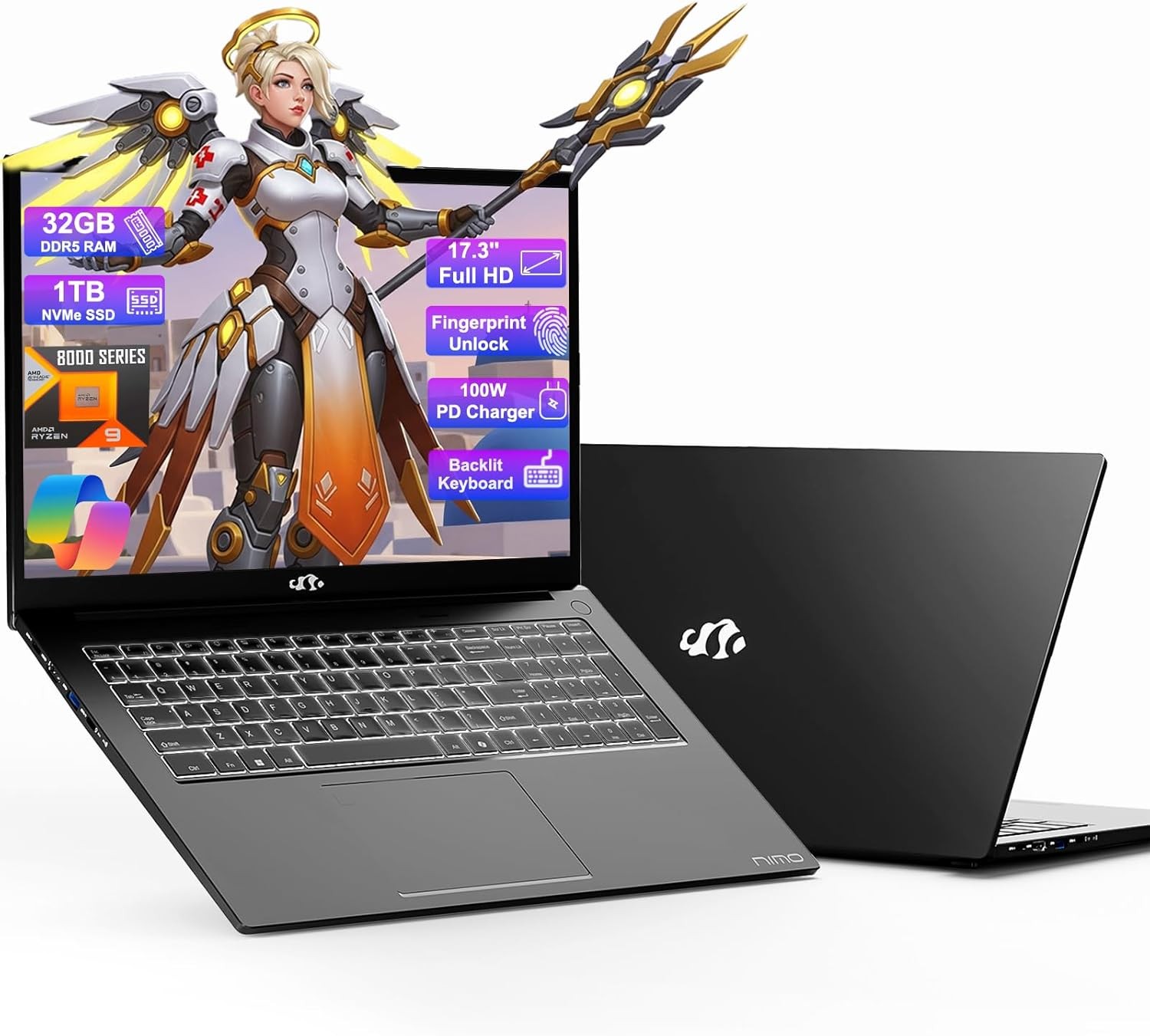 NIMO 17.3 Light Gaming-Laptop Ryzen 9 8945HS 32GB RAM 1TB SSD Radeon 780M