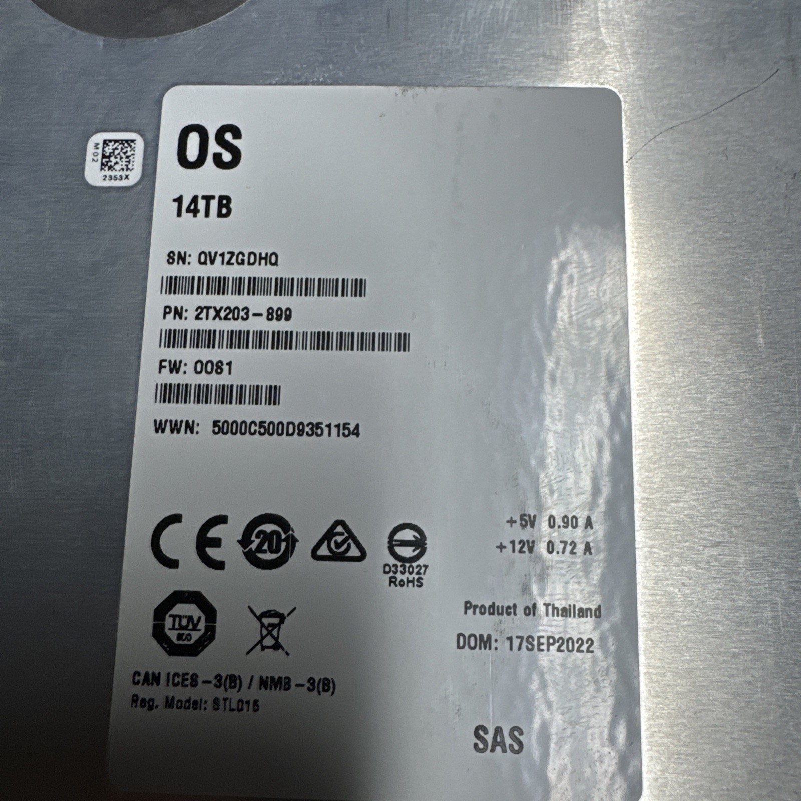 14TB SAS 3.5″ Enterprise HDD 7200RPM White Label SMART Tested OOS14000G