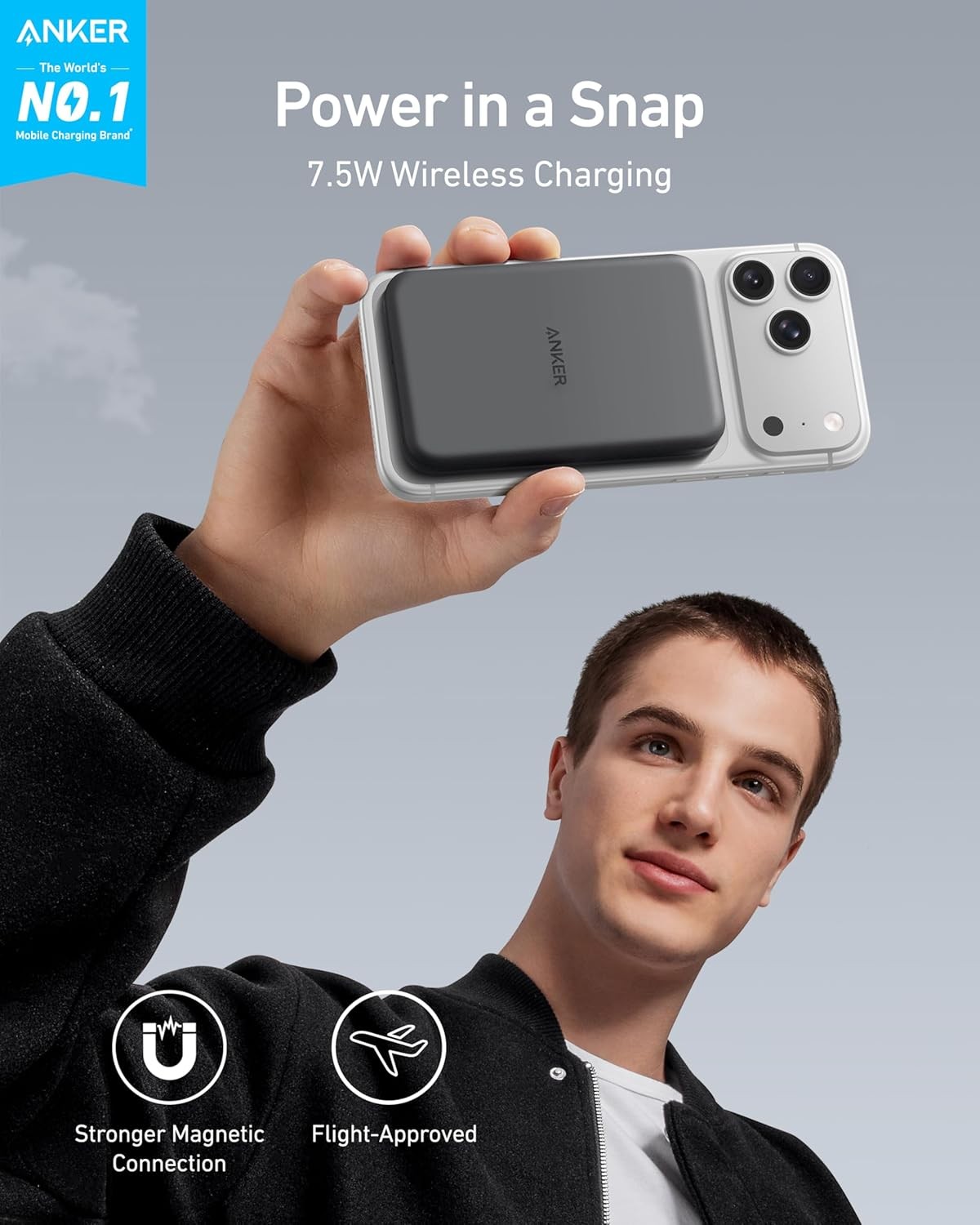 Anker 621 Magnetic Portable Charger (MagGo), 5,000mAh Wireless Power Bank with U