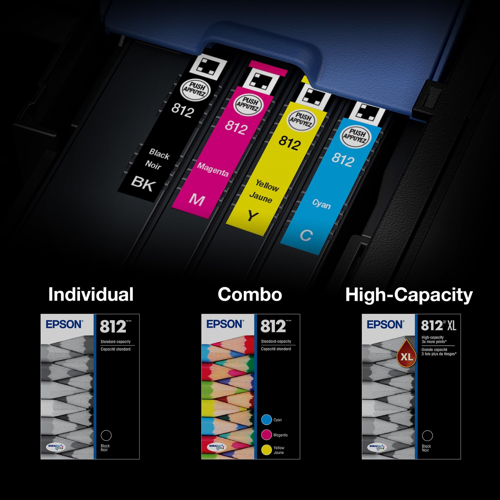 Epson 812 XL Black Ink Cartridge Workforce Pro WF-7310 WF-7820 WF-7840 EC-C7000