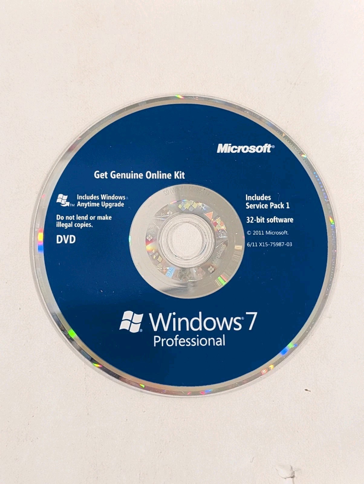 Microsoft Windows 7 Professional 32 bit DVD – DISC ONLY