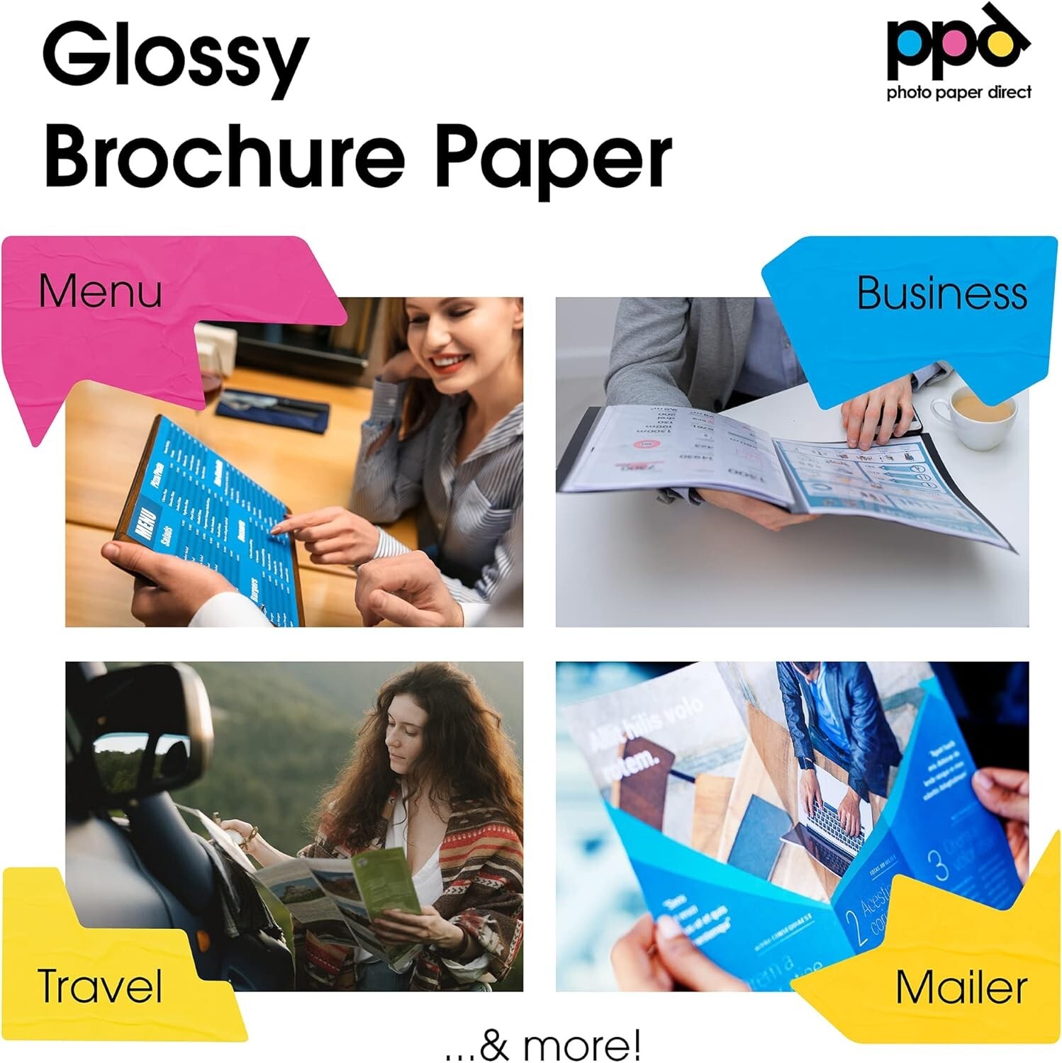 100 Sheets Glossy Brochure Paper 8.5×11 140gsm Double Sided Water-Resistant P…