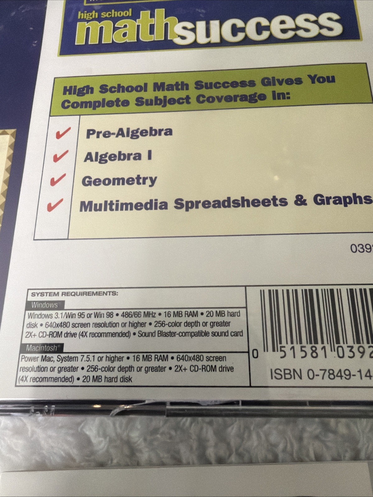 Kaplan Higher Score Mathematics High School PC CD ROM Pre Alegbra Geometry VTG