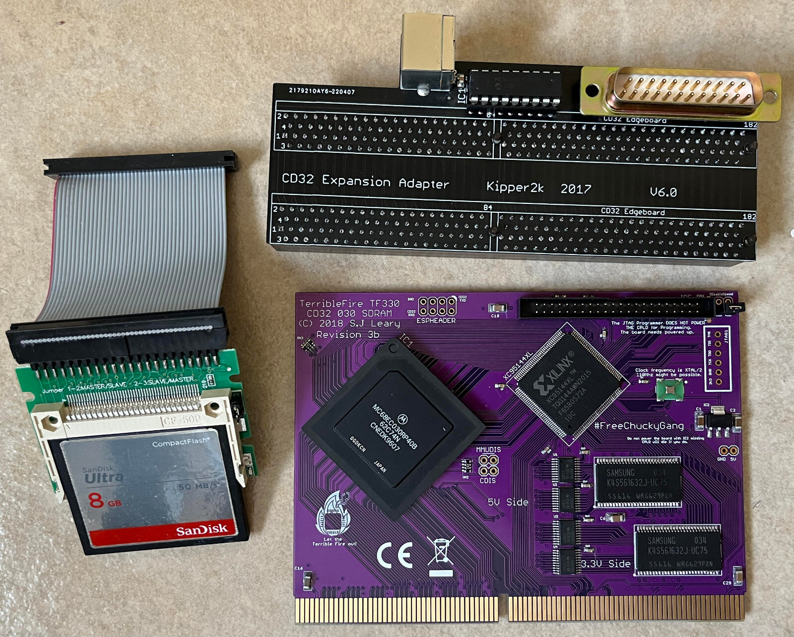 TF330: an Amiga CD32 expansion set with 68030, 64 MB RAM, IDE interface, CF card