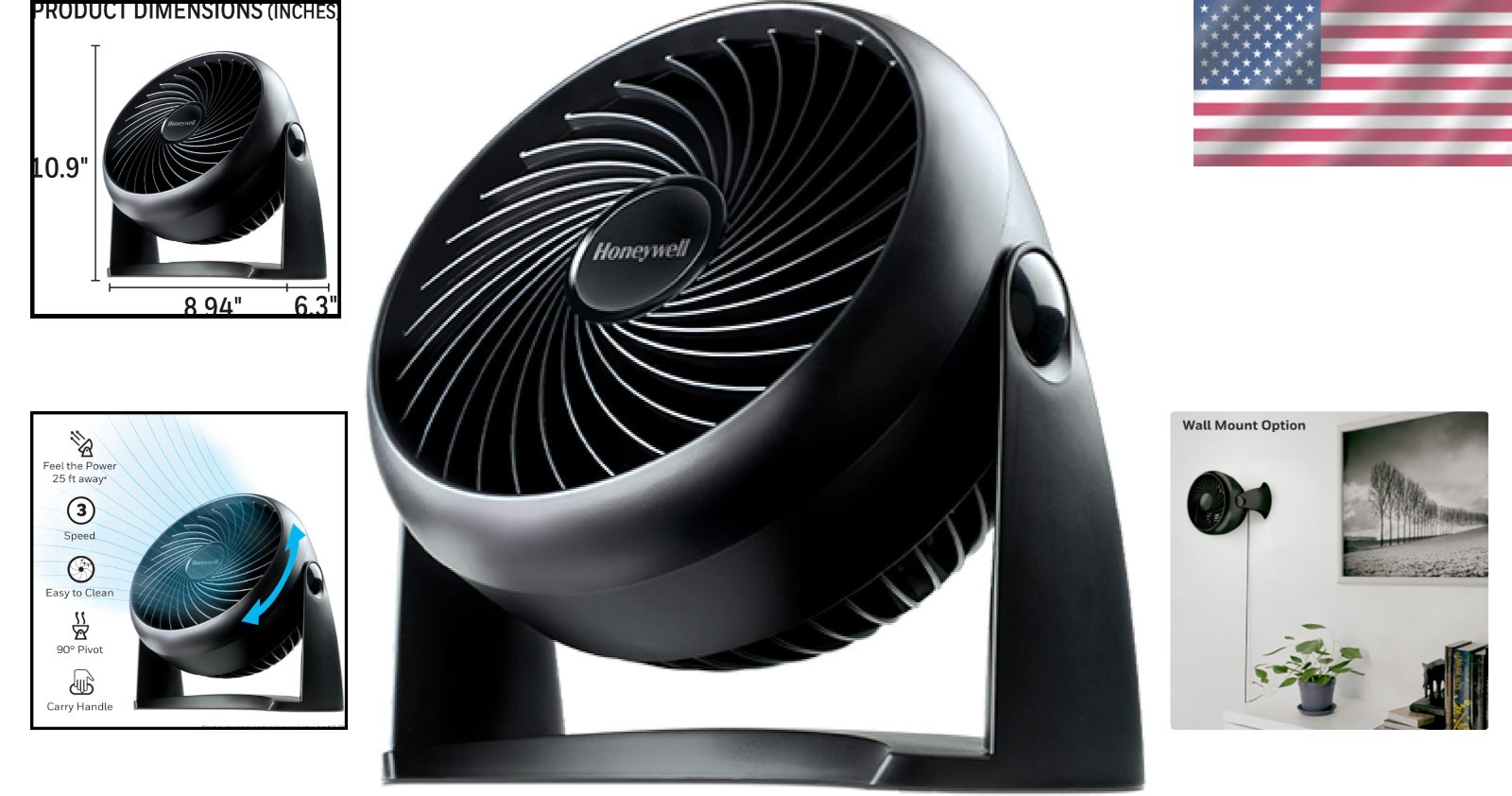 Honeywell TurboForce Air Circulator, Small Tabletop Fan, Quiet Small, White