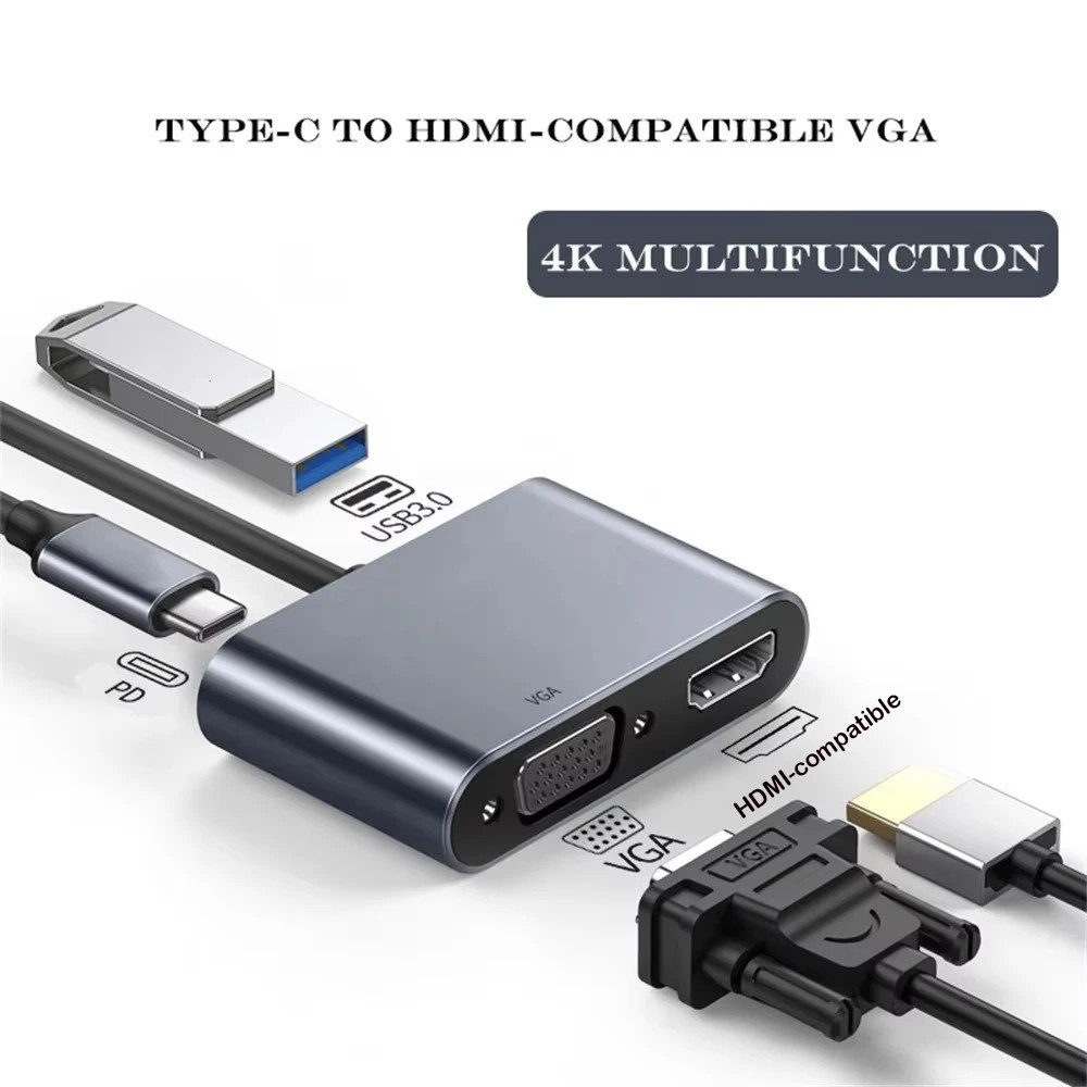 Type C USB 3.1 to USB-C 4K HDMI USB 3.0 Adapter Cable 3 in 1 Hub For Macbook Pro