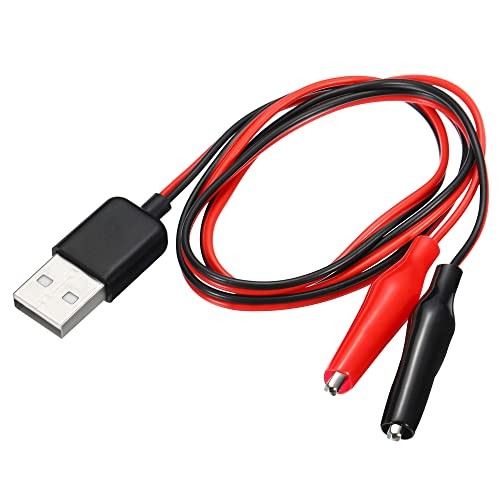 Crocodile Clamps Test Wire – USB Male to Alligator Clips – 60cm for Charge 2