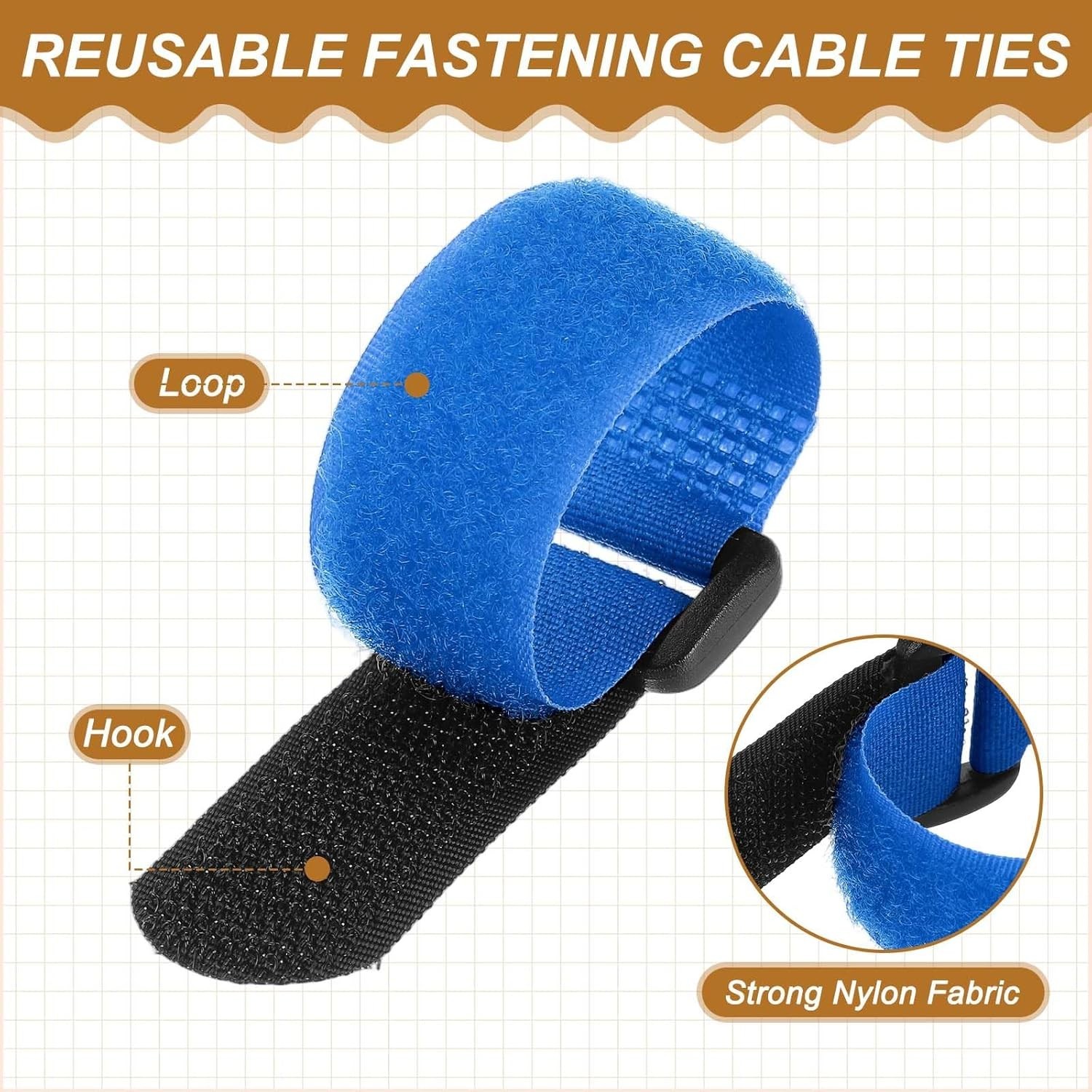 6 x 0.79 Inch Reusable Cable Ties 10 Pcs Adjustable Hook and Loop Straps Cord…