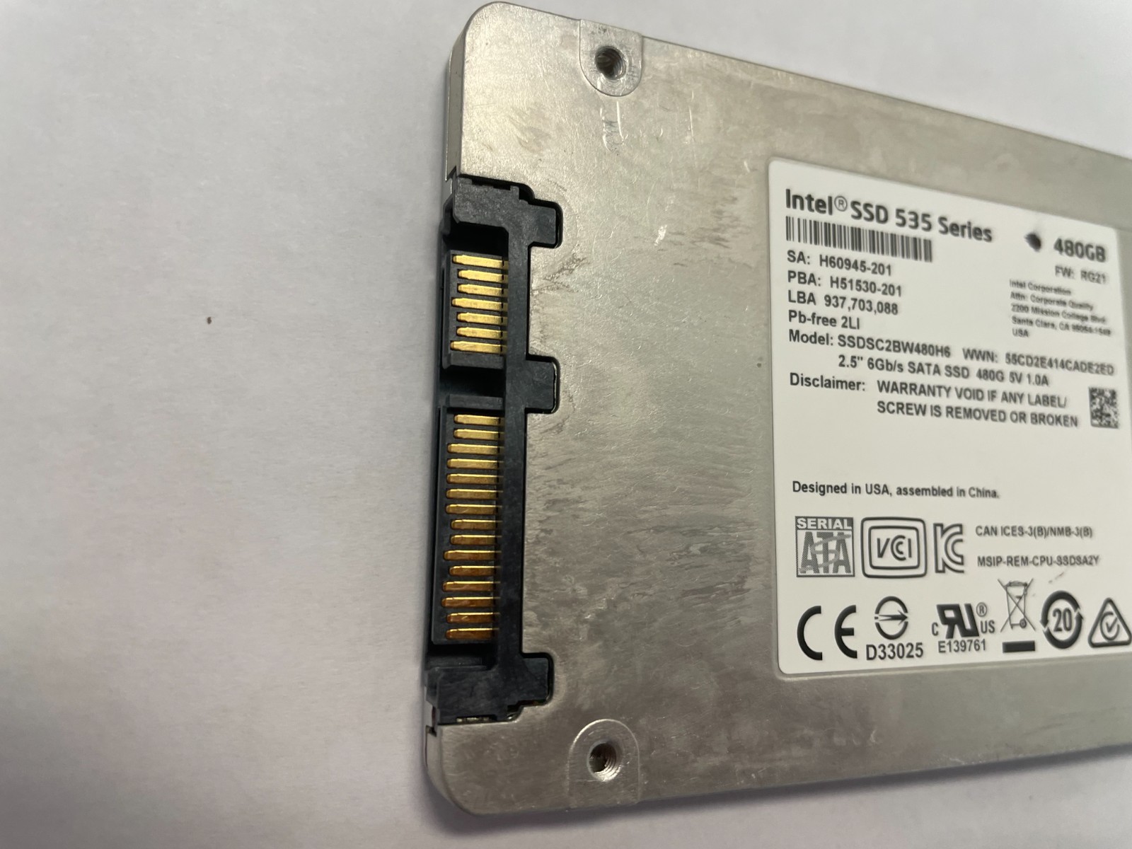 Intel 480GB SSD 535 Series 2.5″ SATA Solid State Drive SSDSC2BW480H6 *Tested*