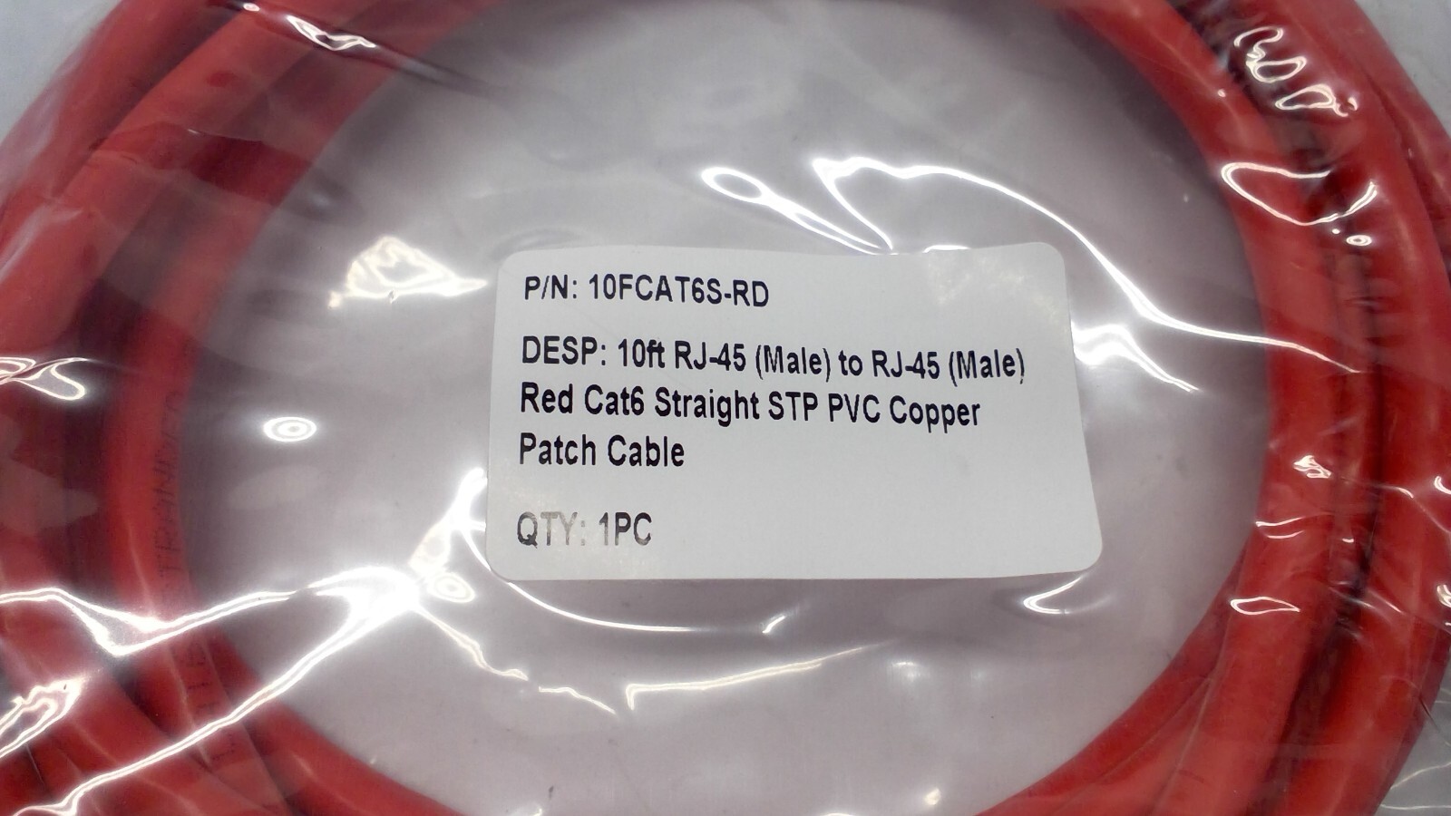 NEW Cat6 Ethernet Patch Cable RJ45 Internet Cable RED PVC Copper – 10 feet