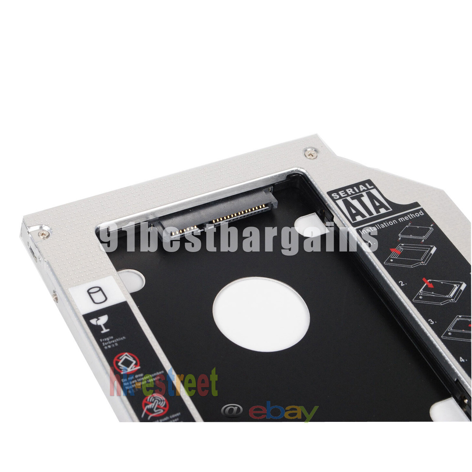 9.5mm 2nd HDD Hard Drive Caddy SATA 2.5″ SSD Optical Bay for Laptop CD-DVD ROM