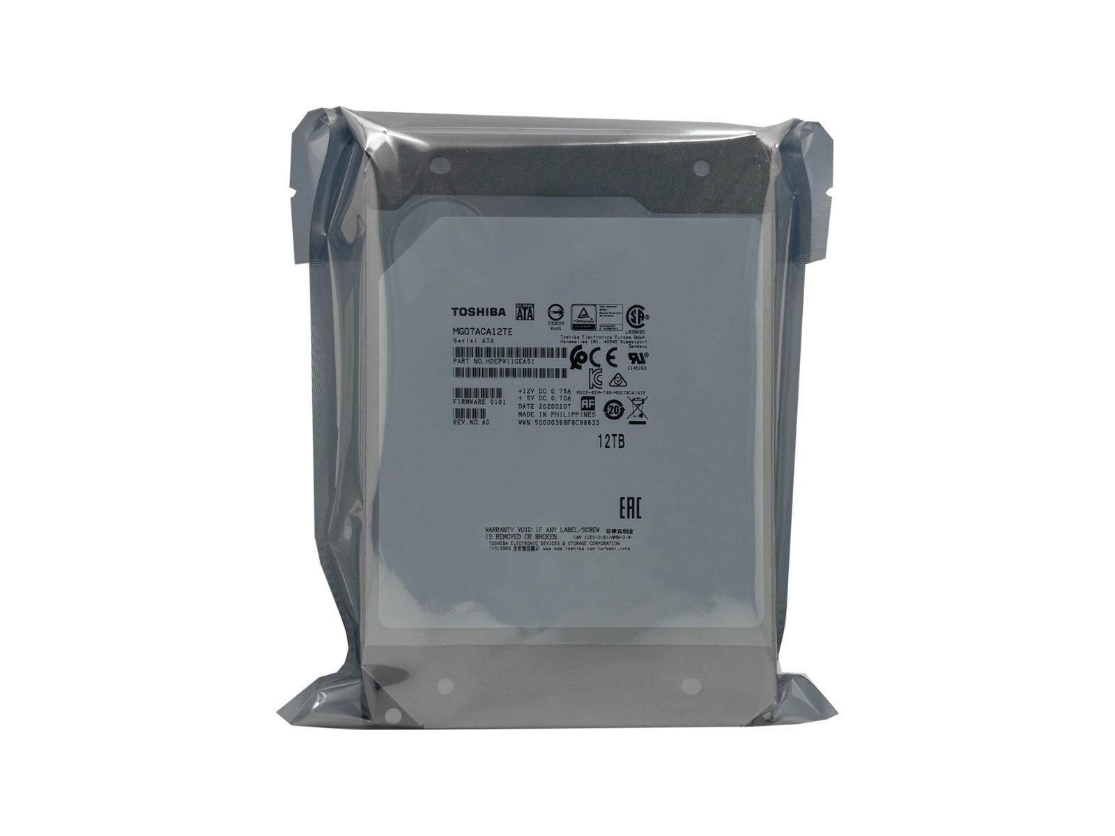 Toshiba 12TB MG07ACA12TE 7200RPM 256MB SATA 6Gb/s 3.5″ Internal Enterprise HDD