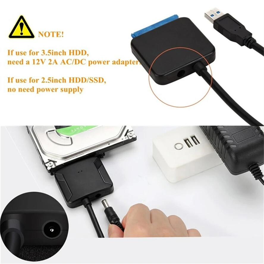 USB 3.0 to SATA External Hard Drive Reader 2.5″ 3.5″ HDD SSD Power adapter LOT