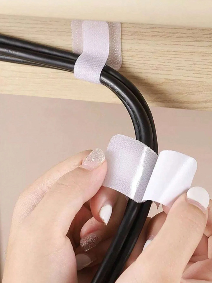 10pcs Hook & Loop Cable Organizer Straps – Wire Management for Home & Office