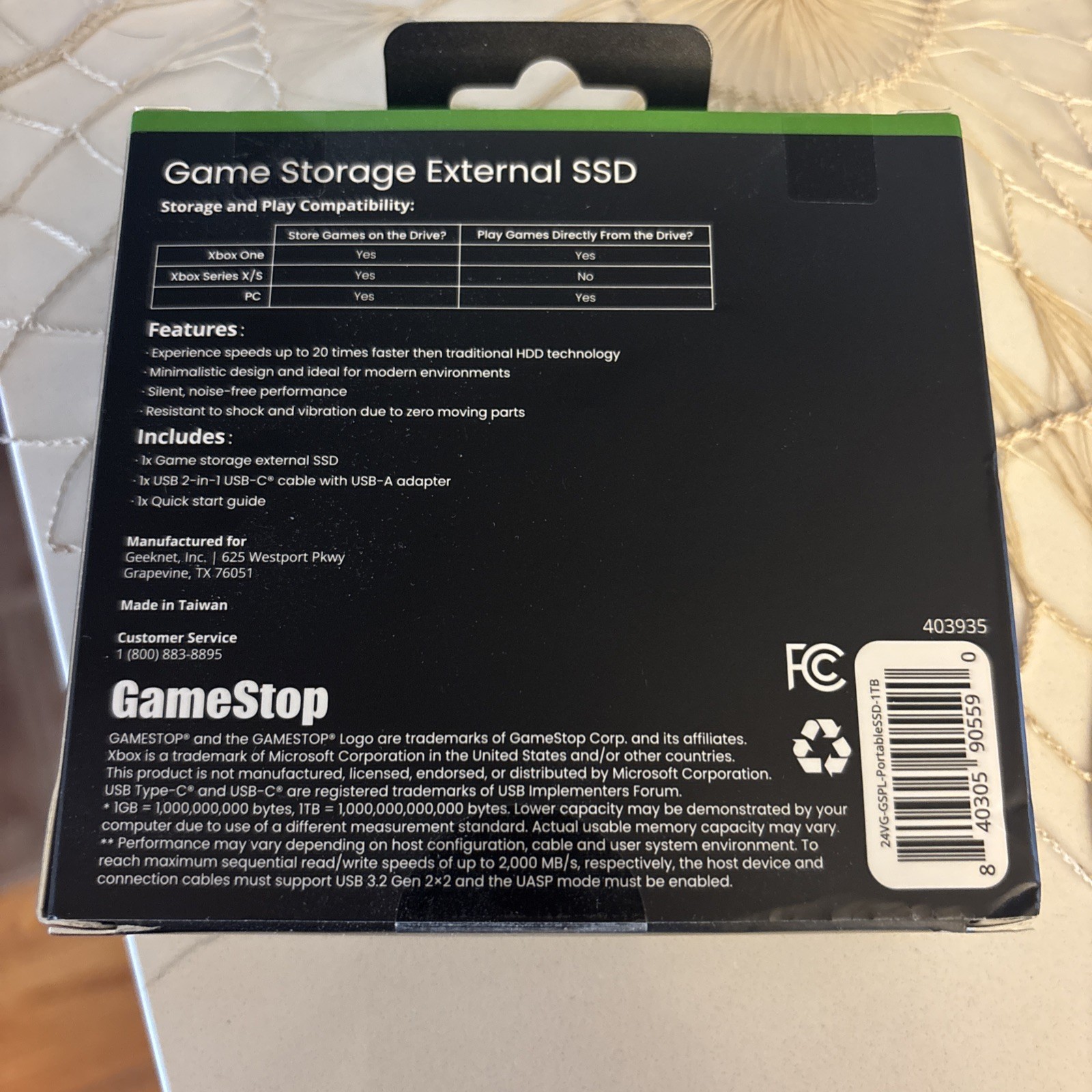 GameStop 1TB Game Storage USB-C External SSD – For Xbox/PC 2000MB/s