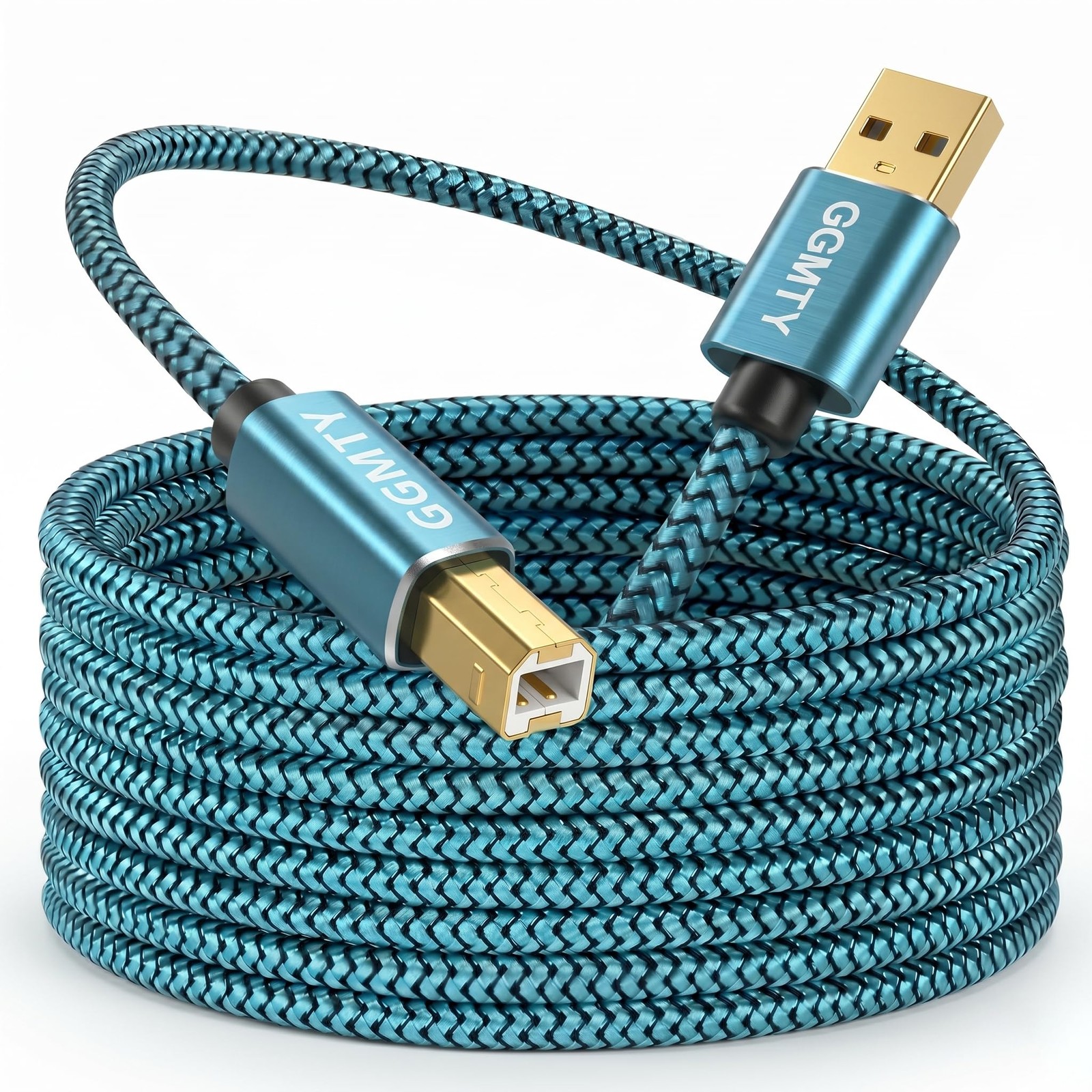 GGMTY 6ft USB Printer Cable, Nylon Braided 2.0 Type A to B Male 6FT, Blue