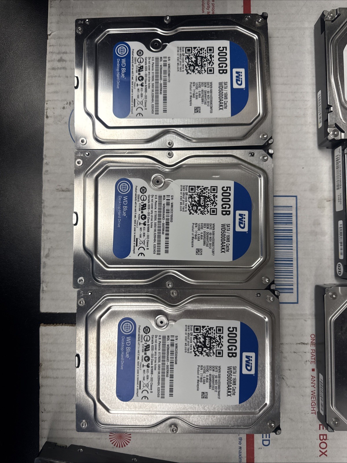 Lot of 15 Various 3.5 SATA HDD 6x250GB/ 1x750GB/3x500GB/3x320GB/1x2TB/1x160GB