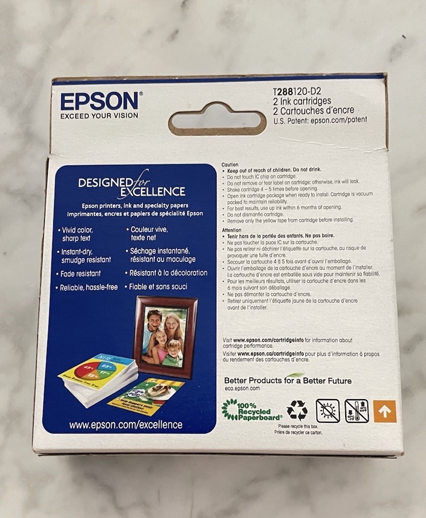 Lot Of 3 Epson 288 Black Ink Cartridges 2-Pack