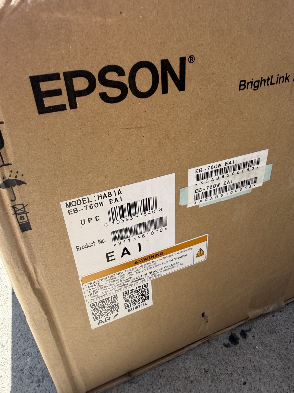 Epson PowerLite 760W Ultra Short Throw 3LCD Projector – 16:10 – 4100 Lumens