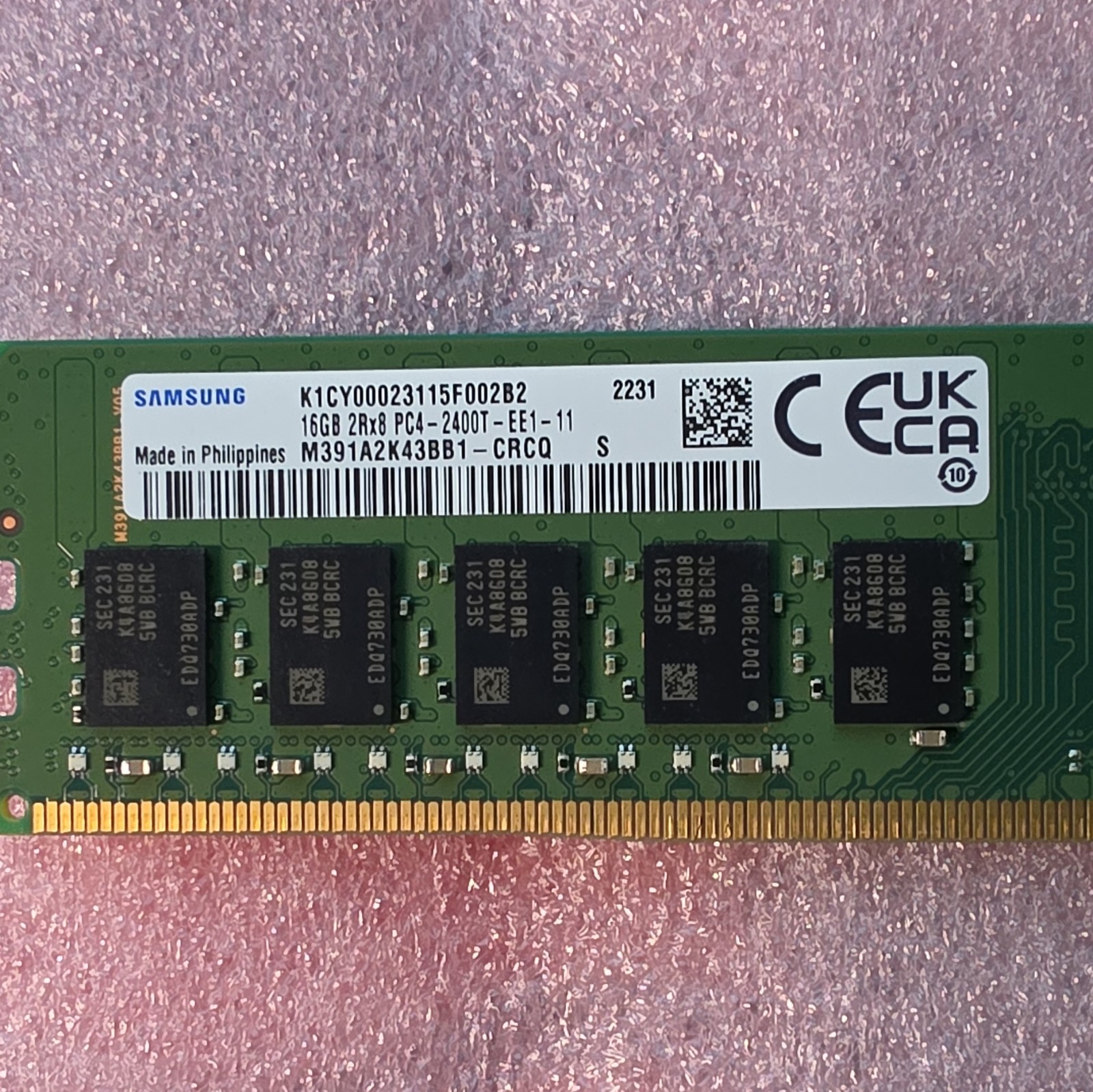 Samsung 16GB DDR4 2400MHz PC4-19200 ECC UDIMM Server Memory RAM M391A2K43BB1-CRC