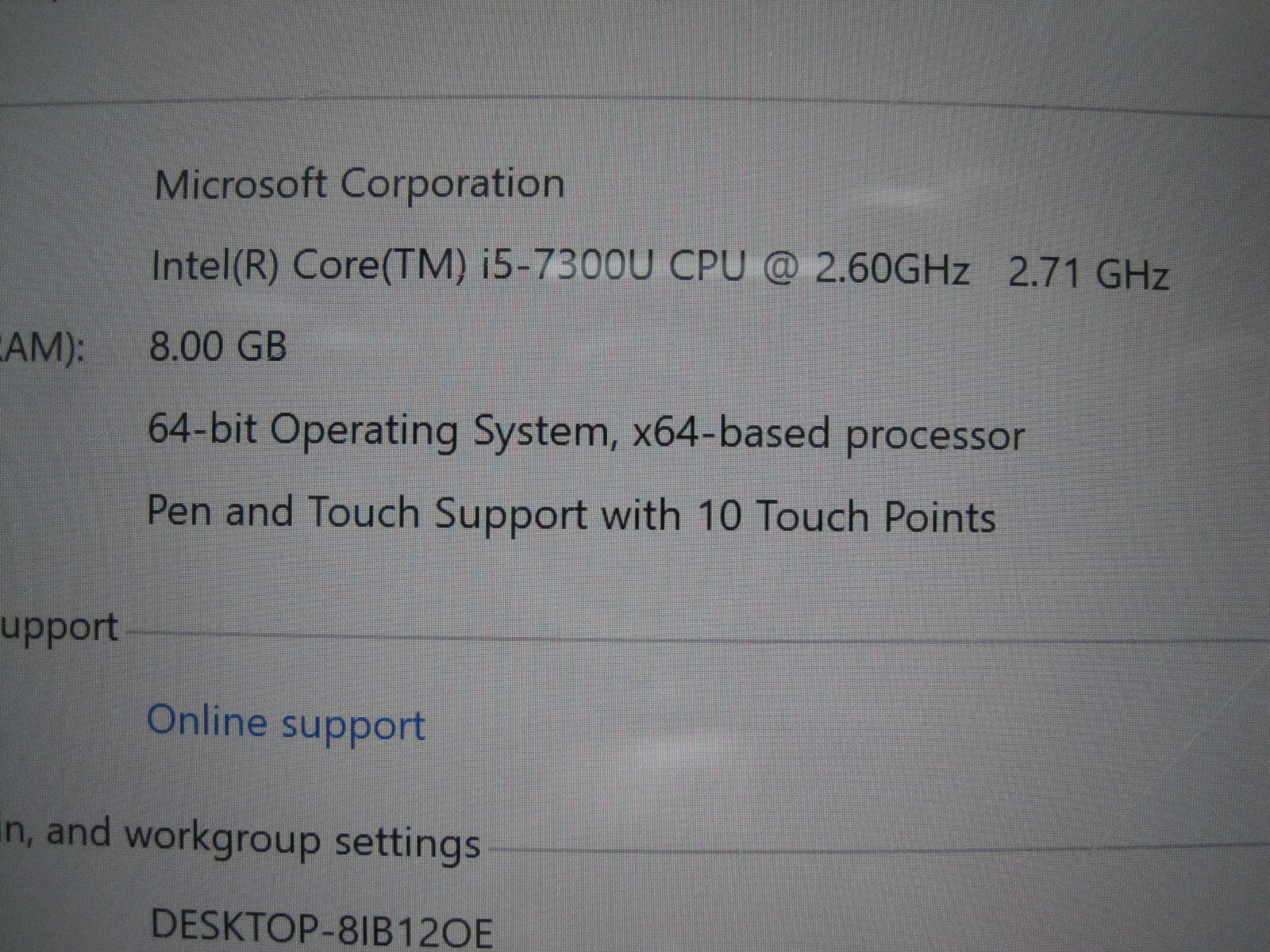 Microsoft Surface Pro Intel 12.3″ (256GB SSD, Core i5-7300U, Parts or Repair