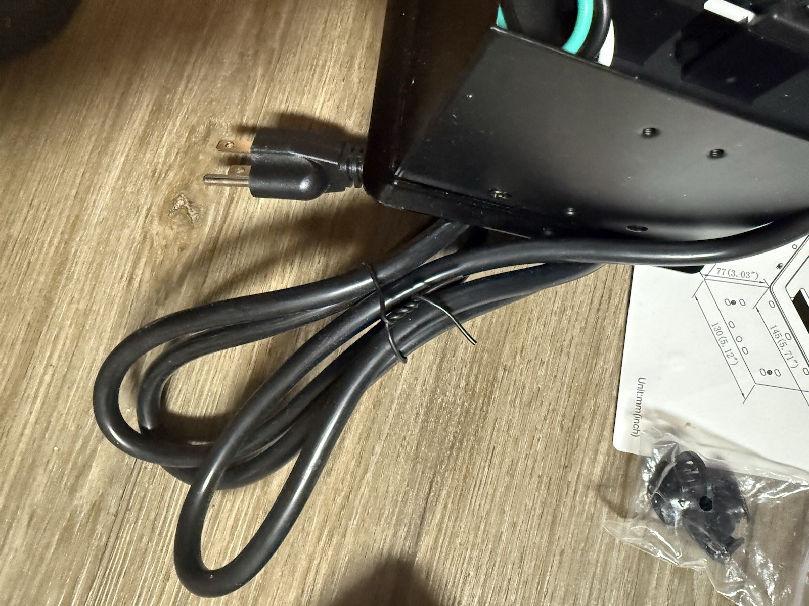 Tabletop Brush Cable Cubby Connectivity Box w2 AC Power 1USB-A Charger 1 USB-C